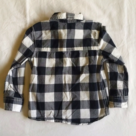 oshkosh b'gosh navy gingham cotton button down collared shirt 2T toddler boys - Picture 6 of 6